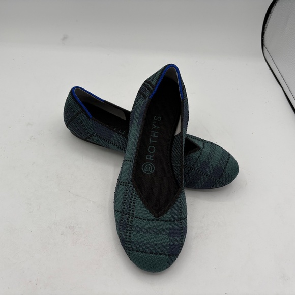 Rothy’s The Lounge Loafer In Preppy Plaid Green and Blue Size 6.5 retired flats - Picture 4 of 11